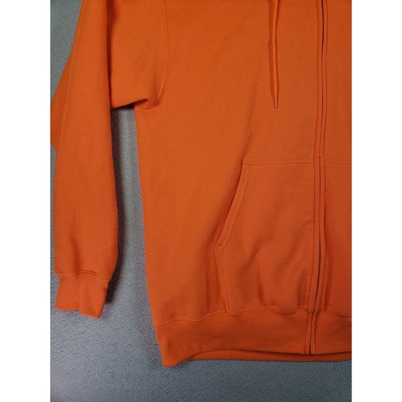 High Visibility Hoodie Mens Large Orange Full Zip Fleece Construction Yard Work - Picture 2 of 7